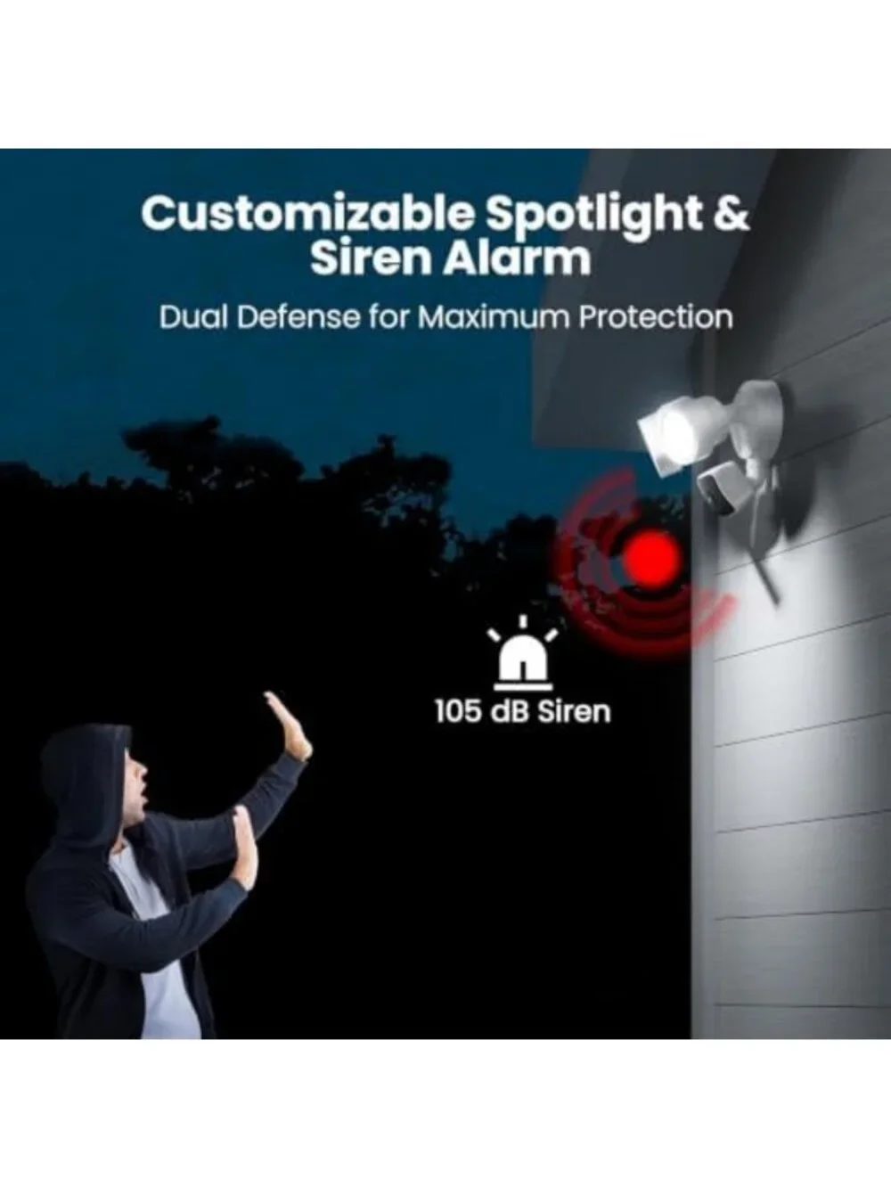 3K UHD Wired Floodlight Security Camera - Outdoor Motion Detection, Alexa